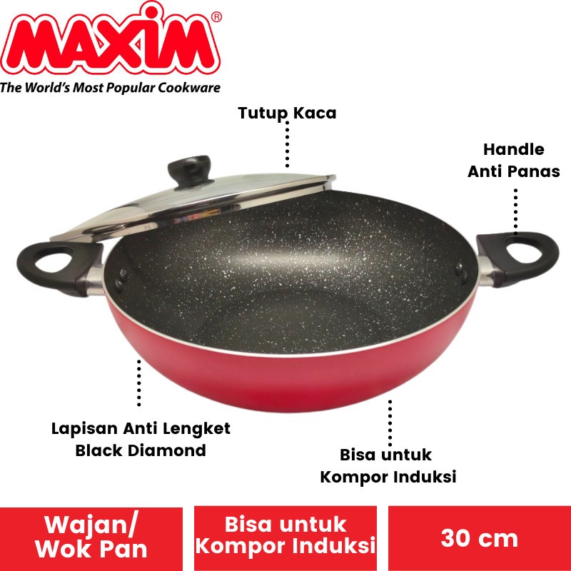 Jual Maxim Ih Gourmet Wok Pan Wajan Diameter Cm Anti Lengket Kompor