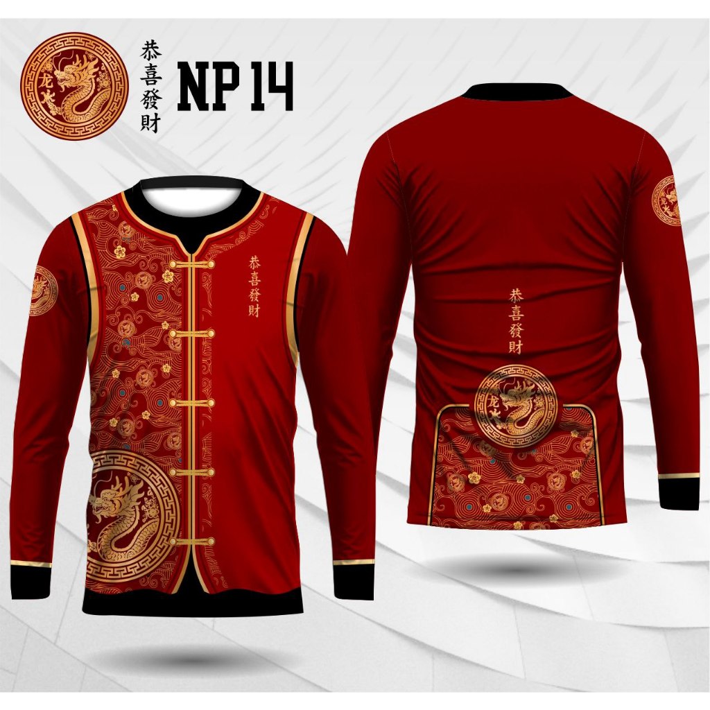 Jual Kaos Imlek Cheongsam Pria Shio Naga Jersey Naga Gong Xi Fa Cai