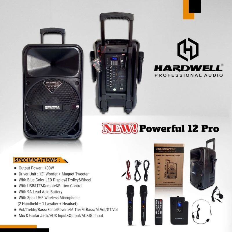 Jual Speaker Aktif Portable 12 Inch HARDWELL Powerfull 12 Pro Original