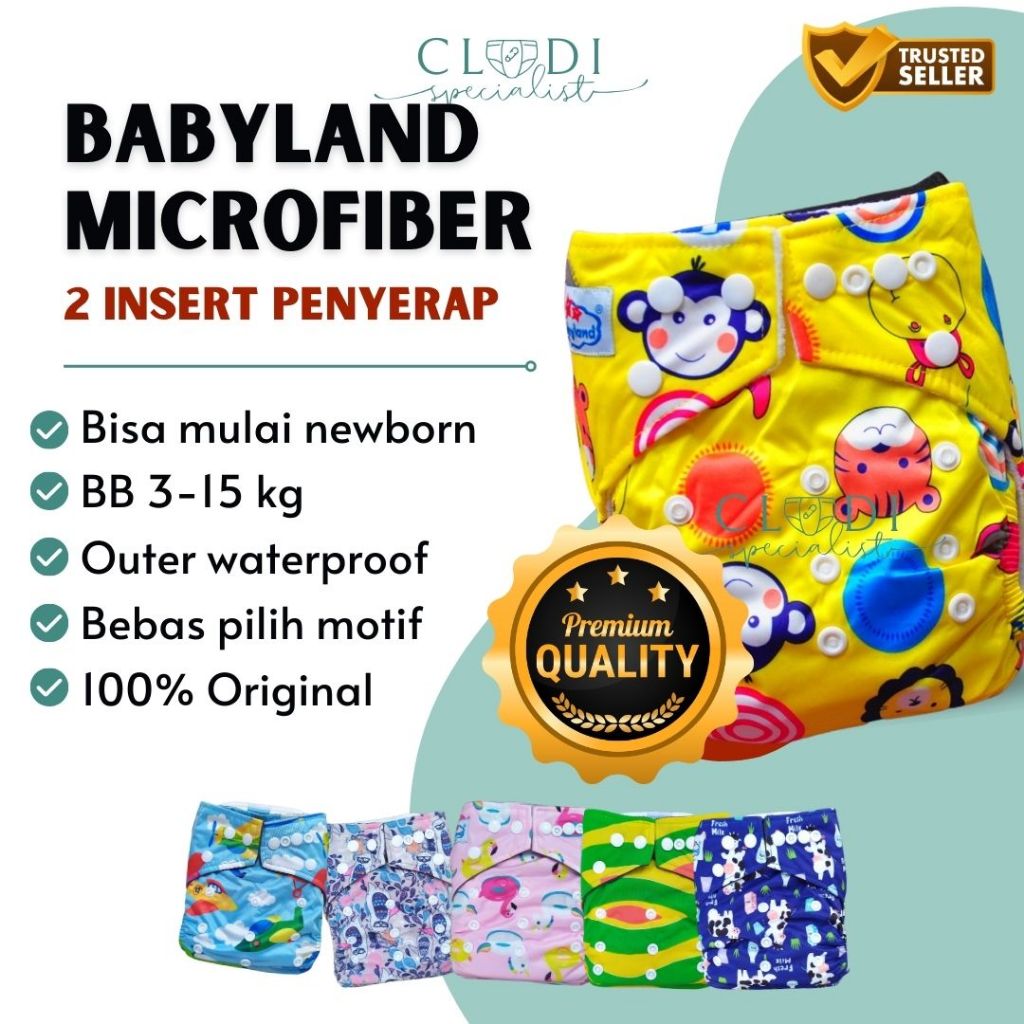 Jual ORIGINAL Clodi Babyland Snap Microfiber 2 Insert Popok Kain Pempes