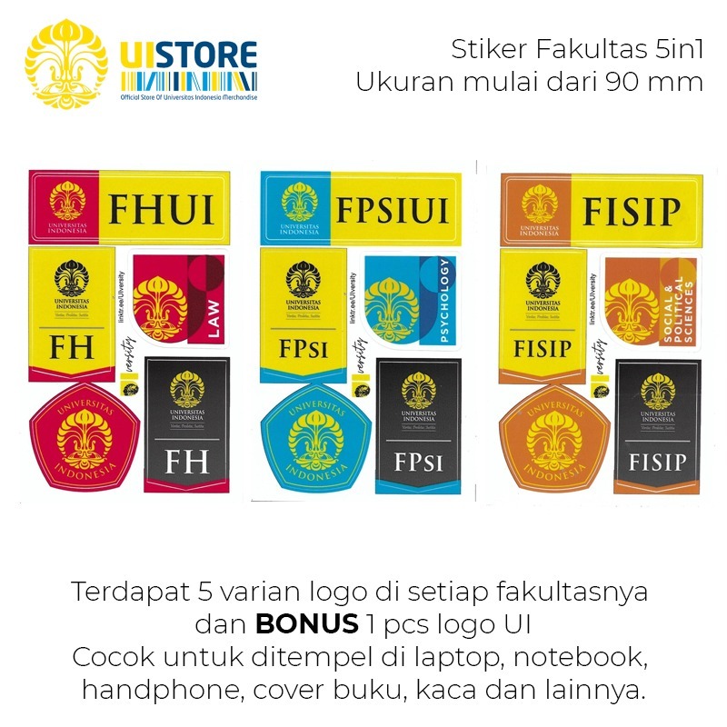 Jual Stiker Fakultas Universitas Indonesia 5in1 Official Merchandise