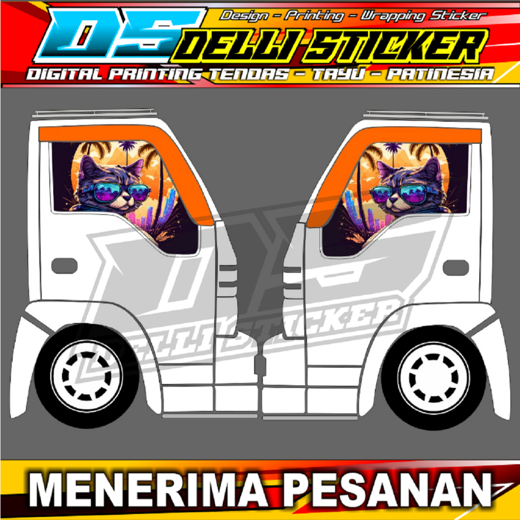 Jual Stiker One Way Blok Kaca Samping Truk Iuzu Elf Macan Variasi