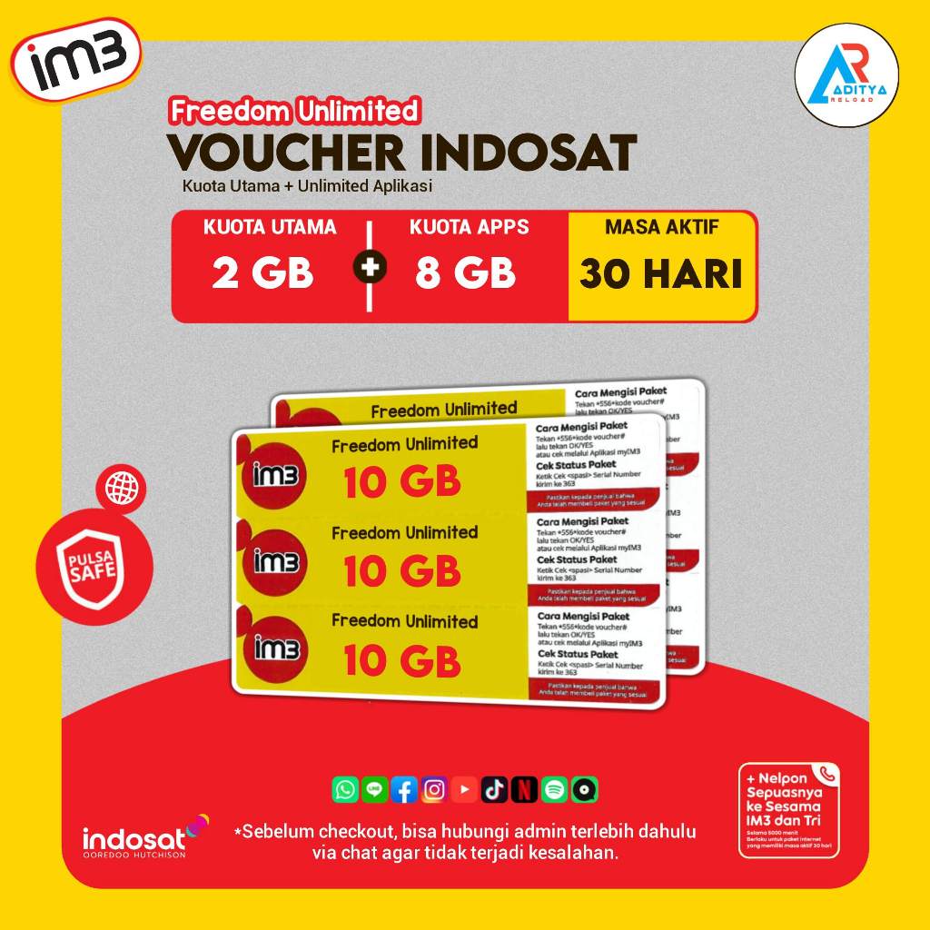 Jual Voucher Indosat Freedom Unlimited Gb Hari Nasional Shopee