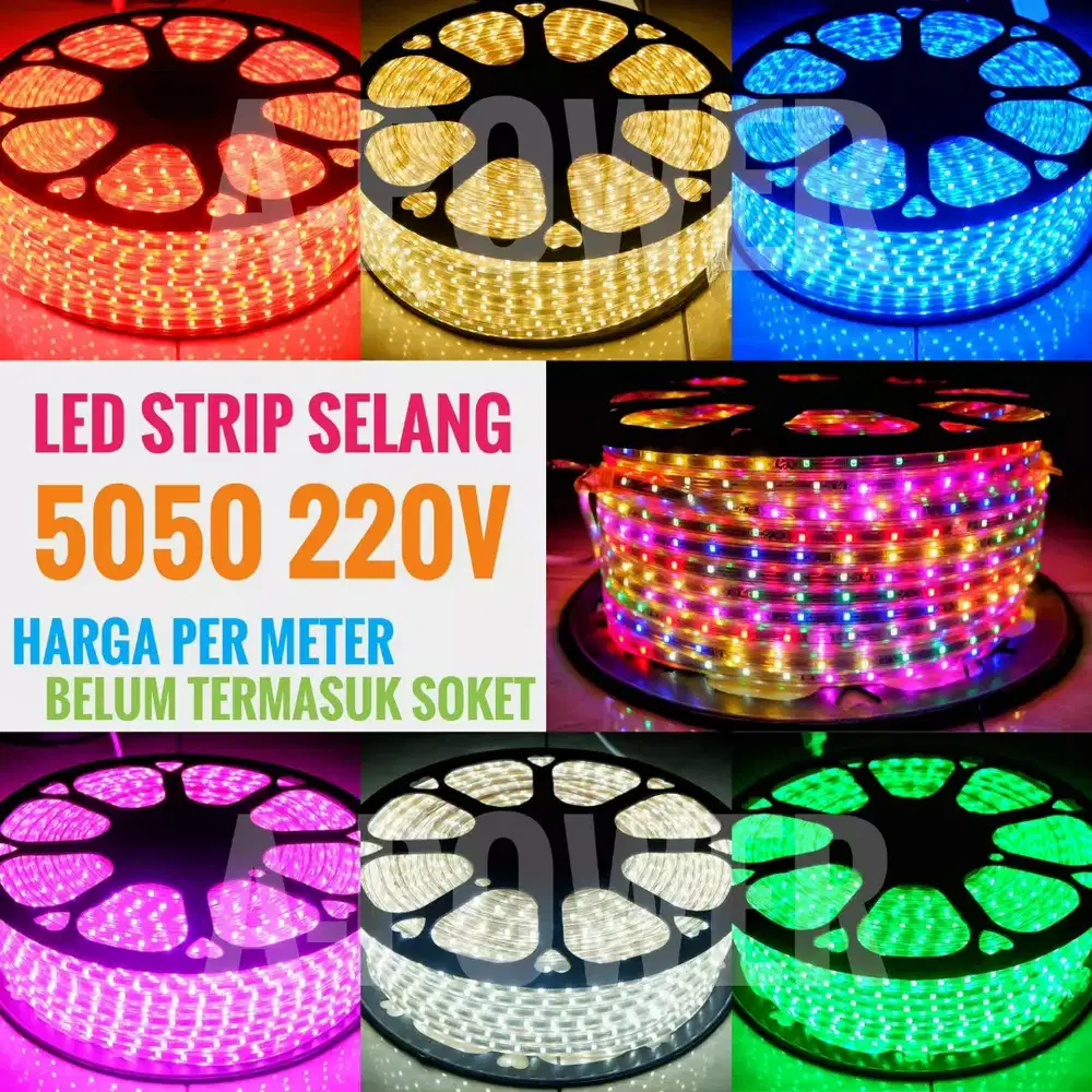 Jual LAMPU LED STRIP SELANG 5050 SMD AC 220V METERAN 1M 100M OUTDOOR