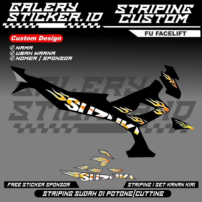 Jual Striping Custom Transparan Api Satria Fu Facelift Barong Cbu Type