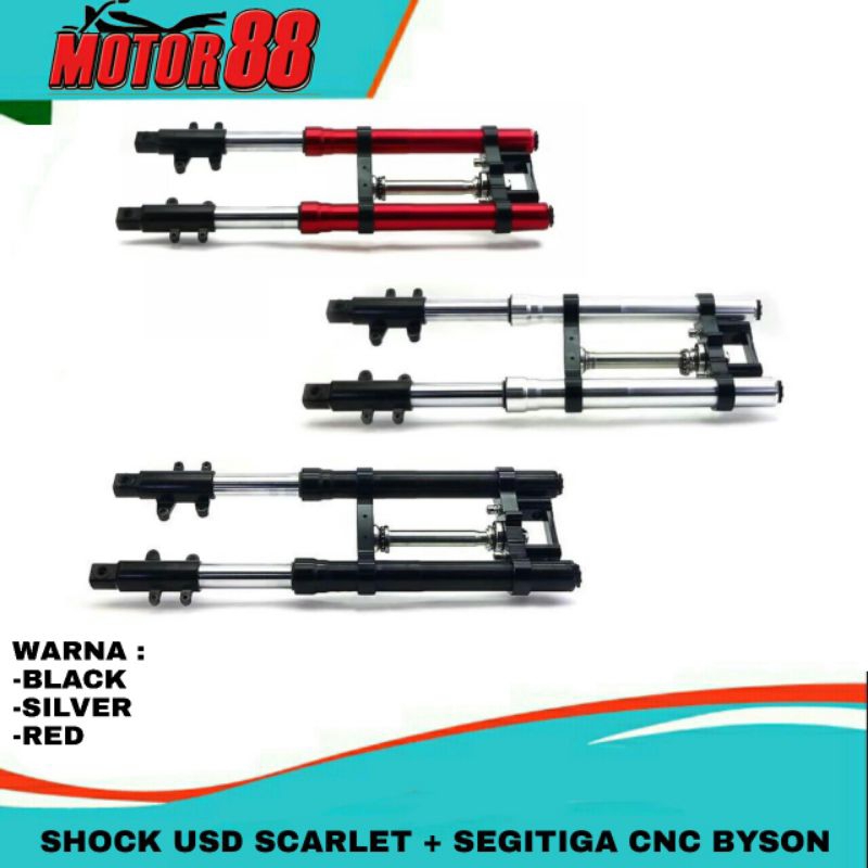 Jual Shock Usd Scarlet Segitiga Full Cnc Bison Byson Shopee Indonesia