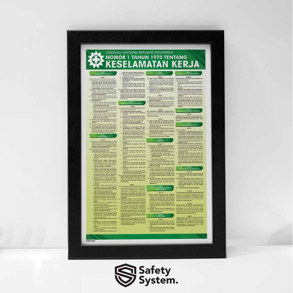 Jual Poster Keselamatan Kerja K3 Safety Undang Undang K3 Tahun 1970