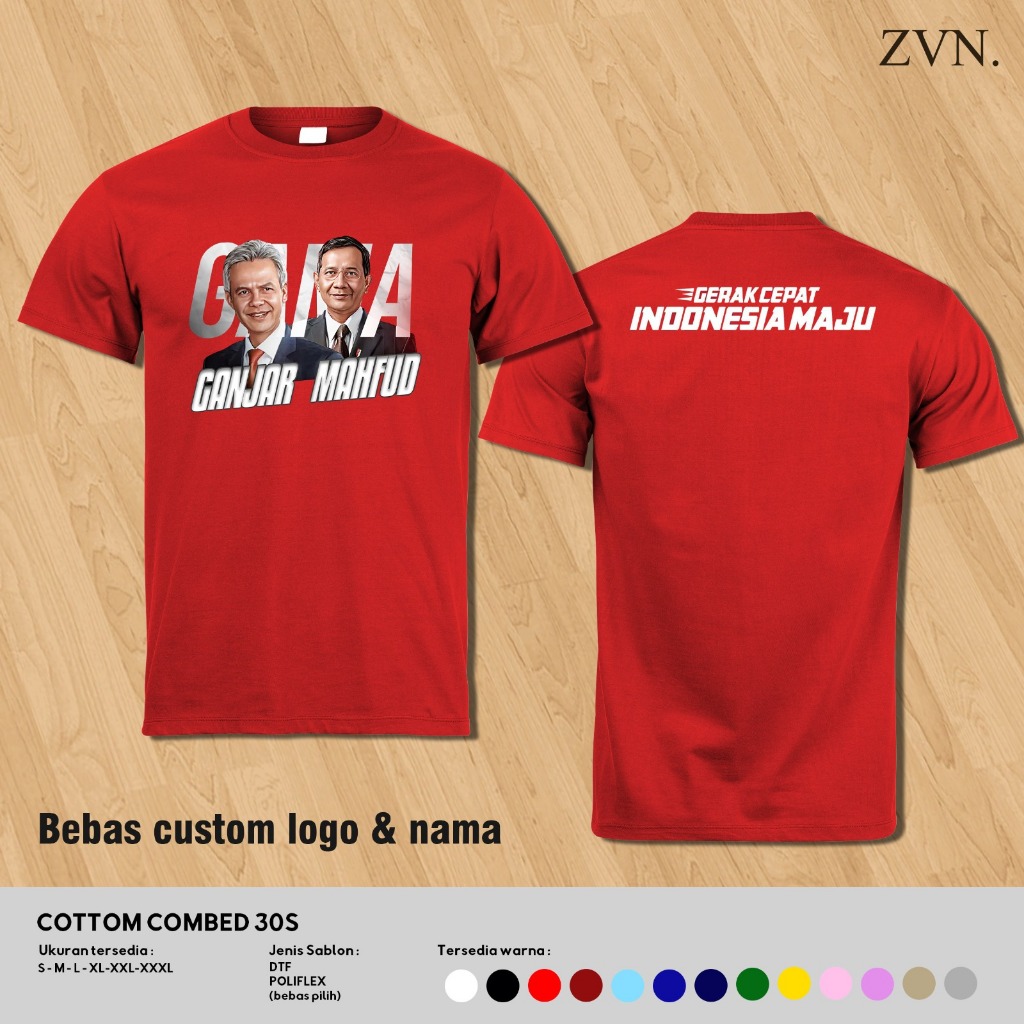 Jual CUSTOM KAOS CAPRES GANJAR MAHFUD PILPRES INDONESIA MAJU 2024