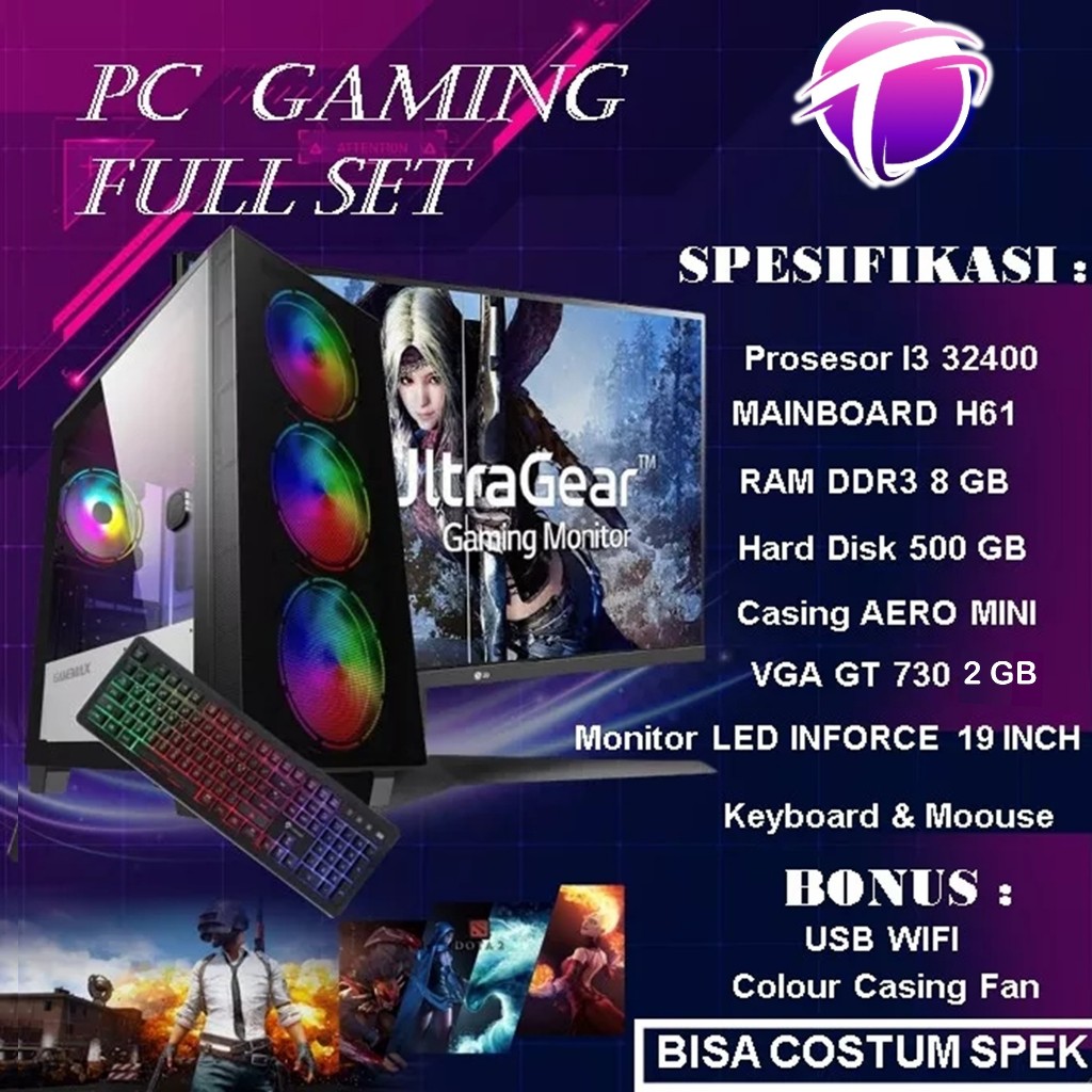 Jual Pc Gaming Komputer Rakitan Cpu Full Set Murah Core I Fullset