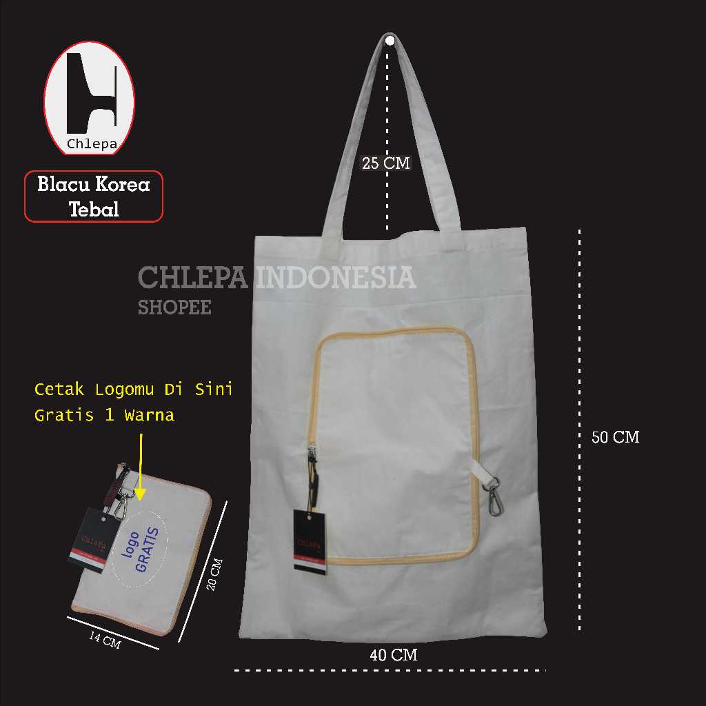 Jual Chlepa Totebag Blacu Polos Besar Jumbo Tote Bag Tote Bag