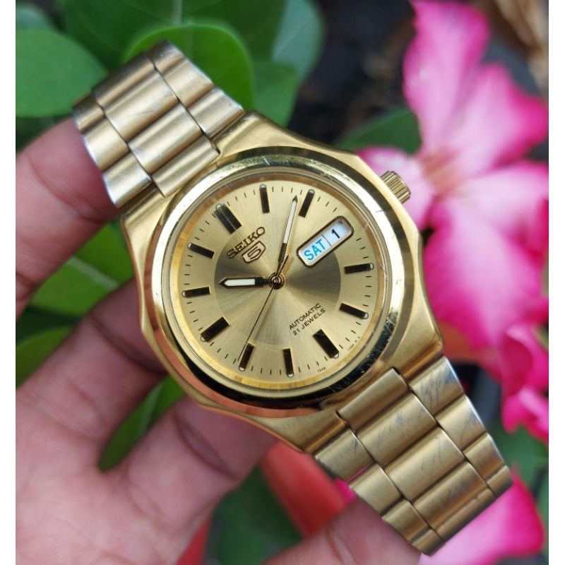 Jual Jam Tangan Seiko Nautilus Automatic All Original Snkk Gold Very