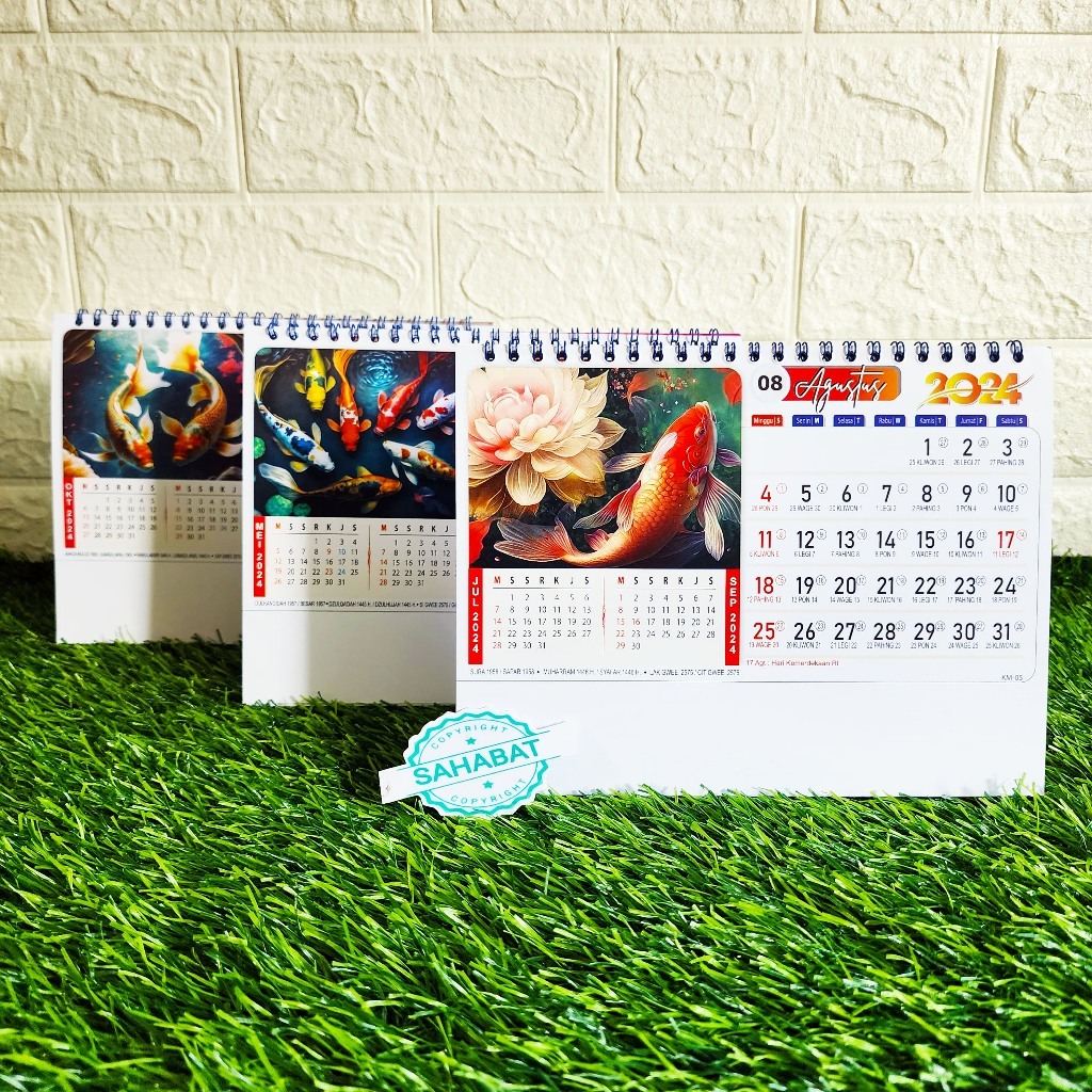 Jual Kalender Meja Kalender Duduk Lukisan Ikan Koi Tahun