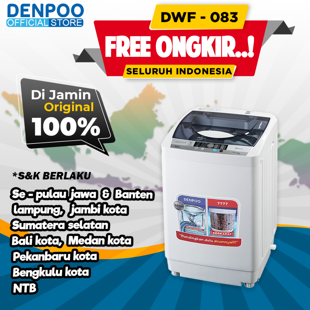 Jual Mesin Cuci Tabung Top Loading Denpoo Dwf Ht Kapasitas