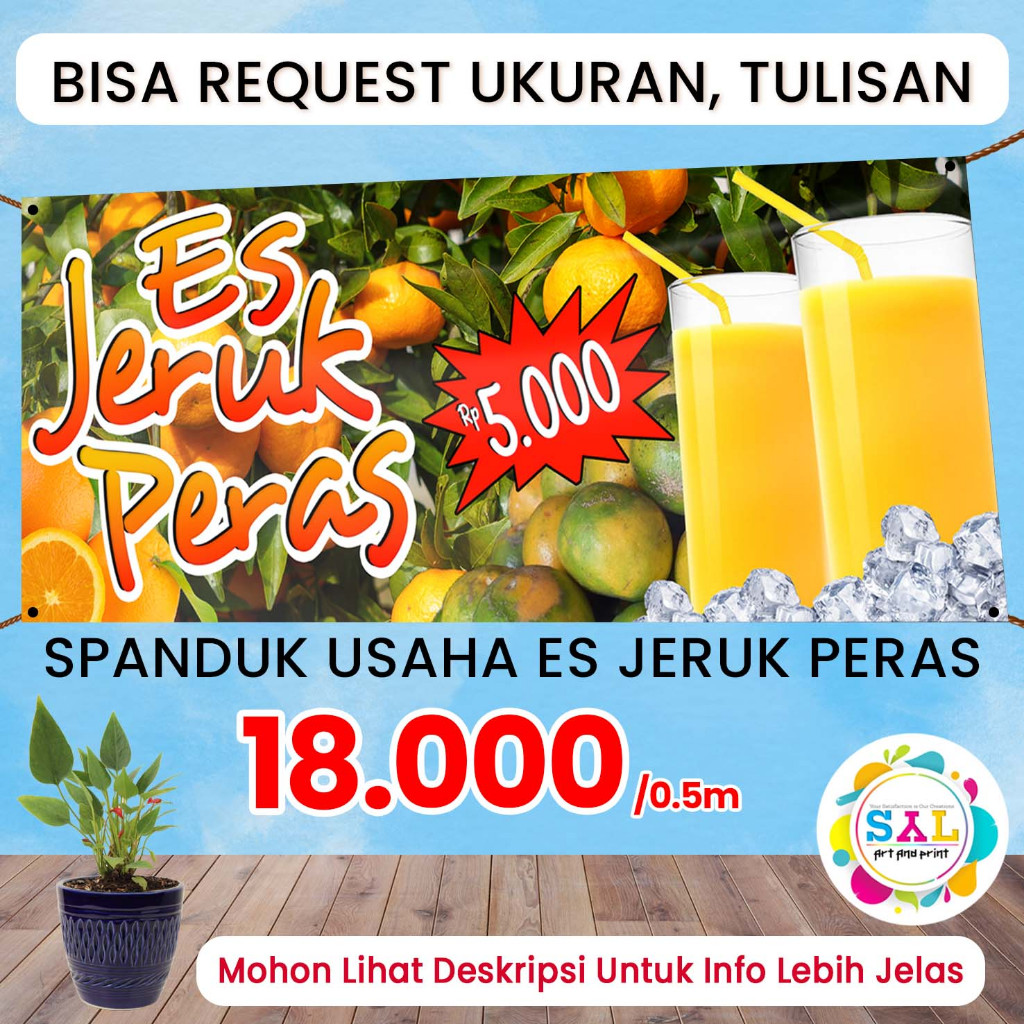 Jual Banner Dan Spanduk Usaha Minuman Es Buah Jeruk Peras Segar