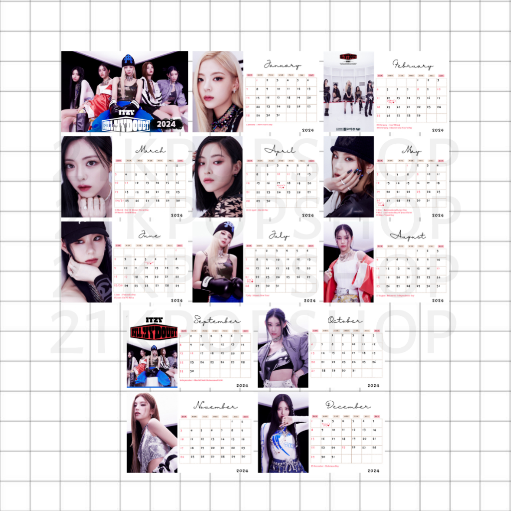 Jual Kalender Duduk 2024 Itzy KPOP Kalender Meja Calendar 2024 Shopee