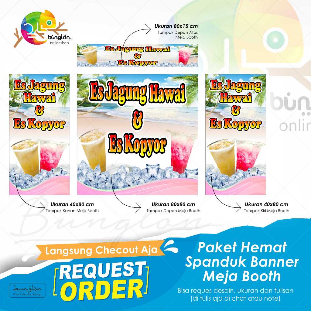 Jual Spanduk Banner Paket Hemat Meja Booth Es Jagung Es Kopyor Shopee