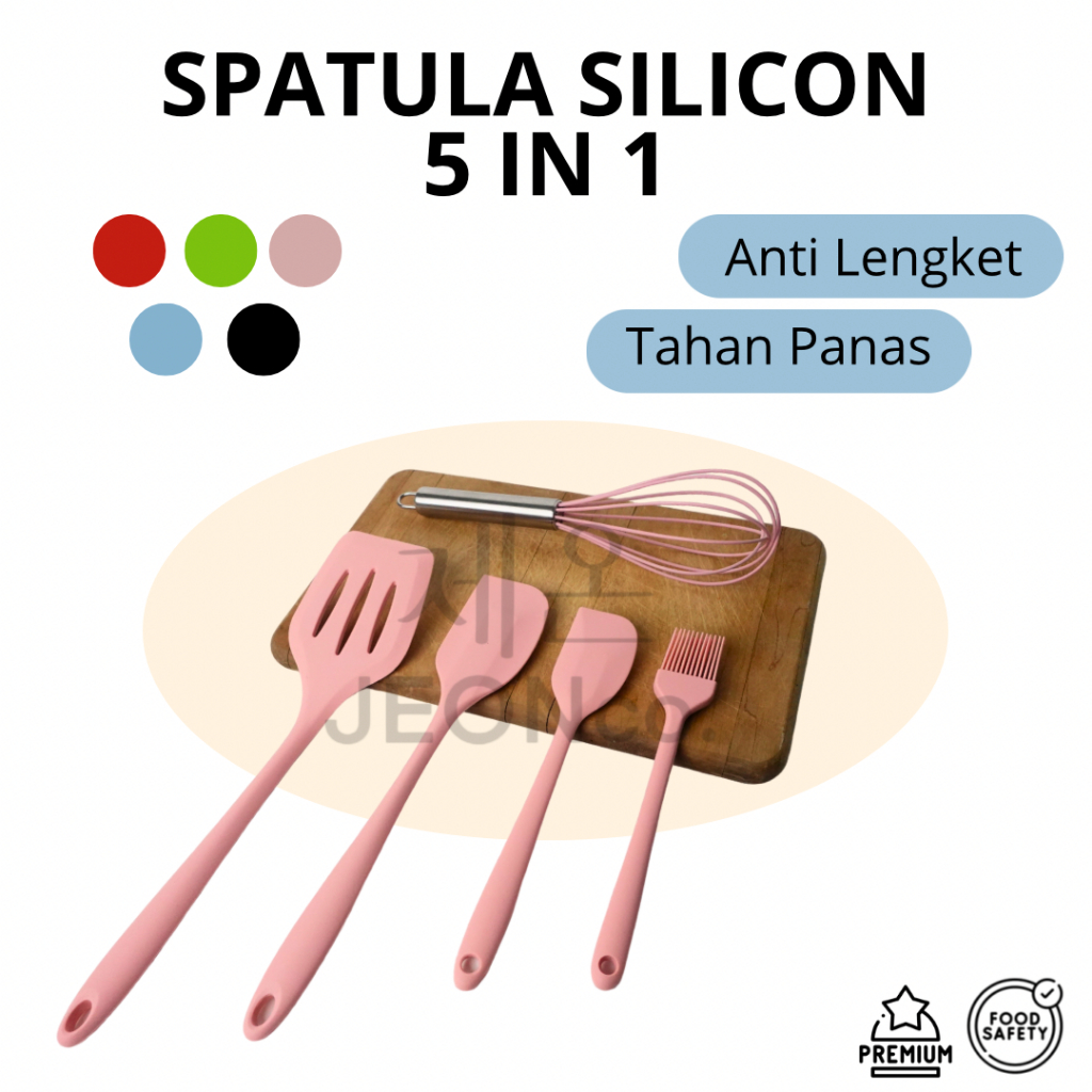 Jual SPATULA SILIKON 5 IN 1 Set Alat Masak Sutil Scrap Kocokan Kuas