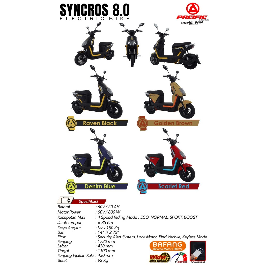 Jual Sepeda Motor Listrik E Bike Pacific Roda Crosser Bergaransi