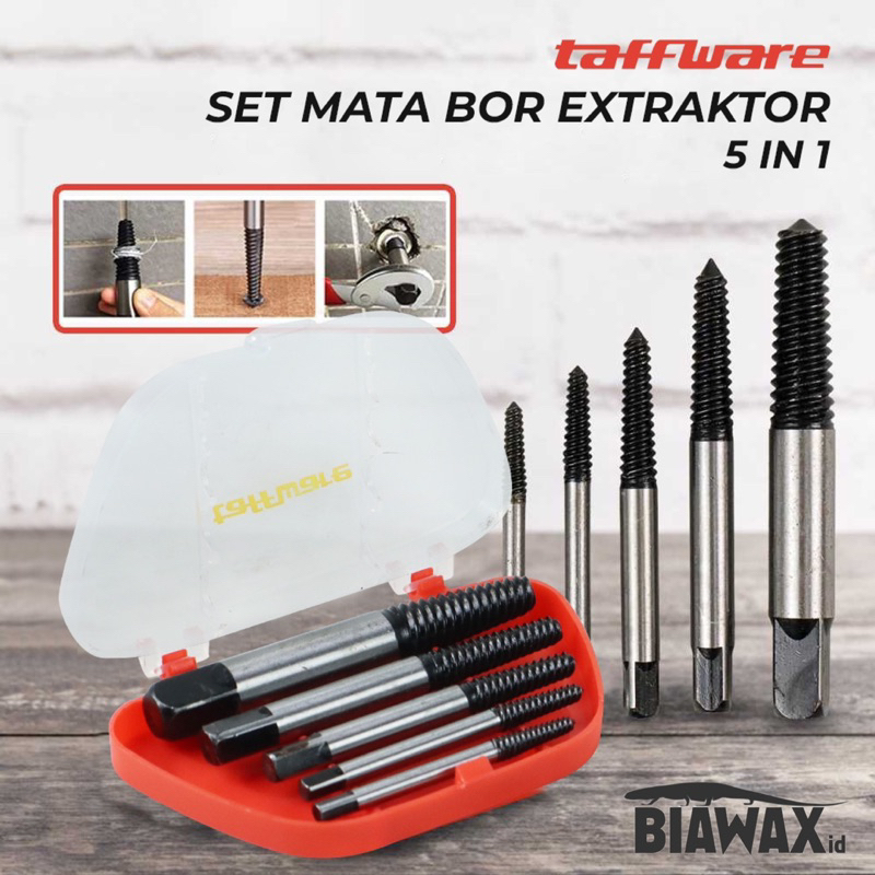 Jual TAFFWARE Set 5 PCS Mata Bor Extractor Broken Screw Remover 5 In 1