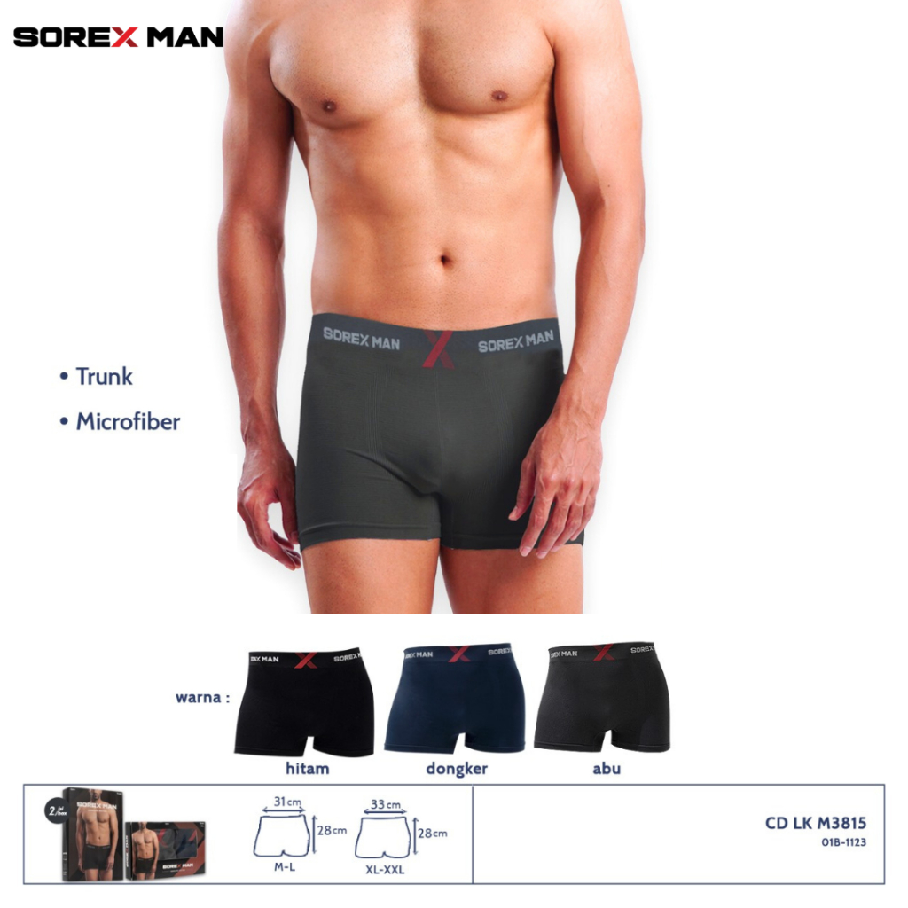 Jual 2 PCS Sorex Man Seamless Boxer Pria Men Trunk CD Cowo M 3815