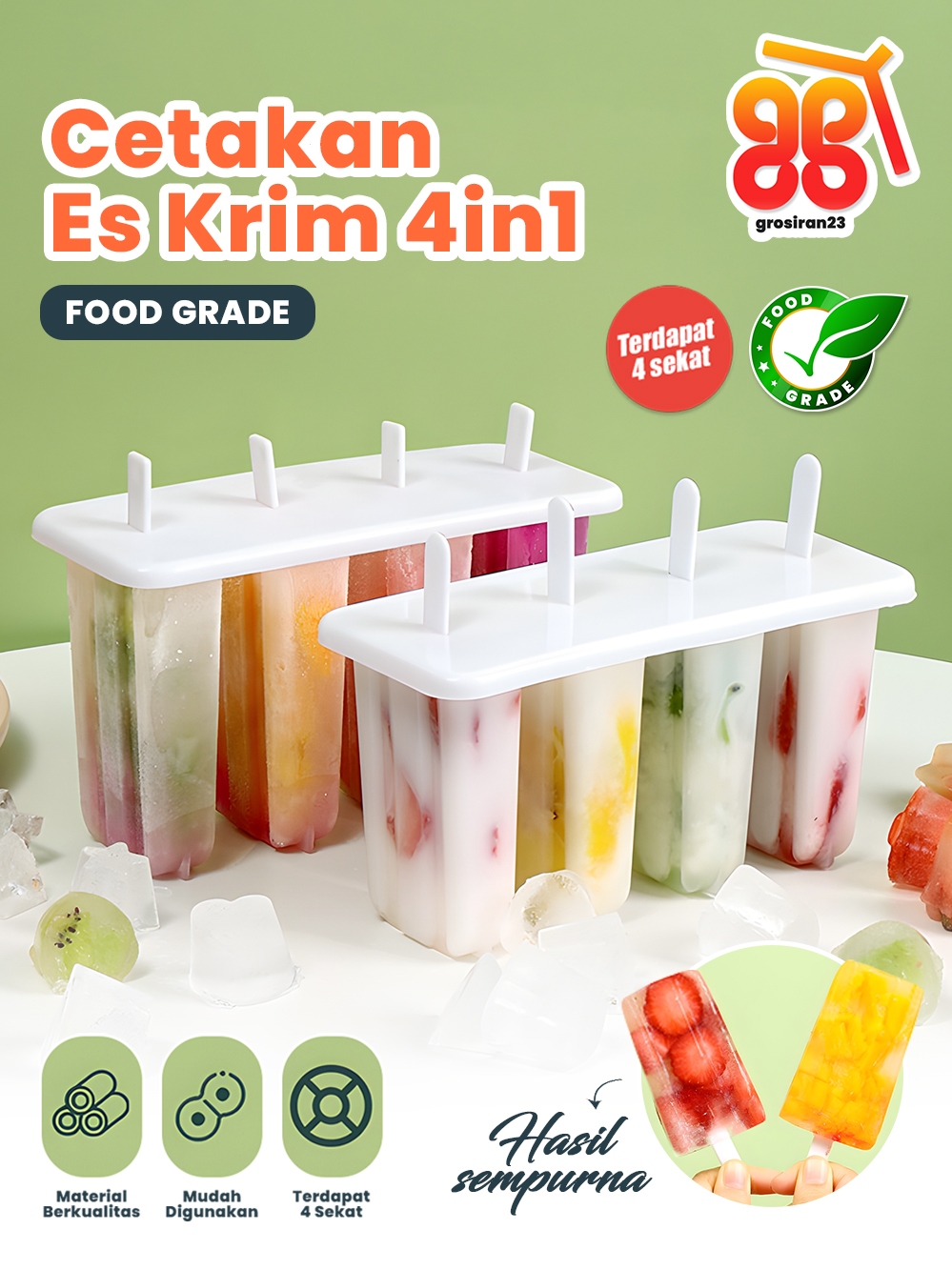 Jual Cetakan Es Cream Set Lengkap Cetakan Es Krim Kotak Pembuat Es