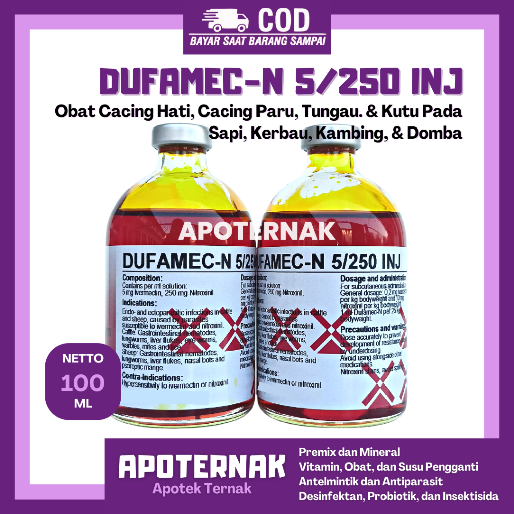 Jual Dufamec N Inj Ml Obat Cacing Hati Cacing Mata Dan