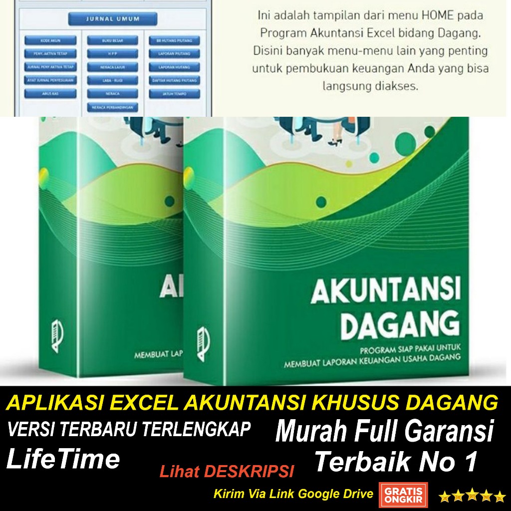 Jual APLIKASI EXCEL AKUNTANSI KHUSUS DAGANG VERSI TERBARU TERLENGKAP