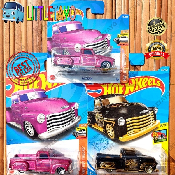 Jual HOTWHEELS LA TROCA 2022 PINK EMAS HITAM SHORT CARD PICKUP