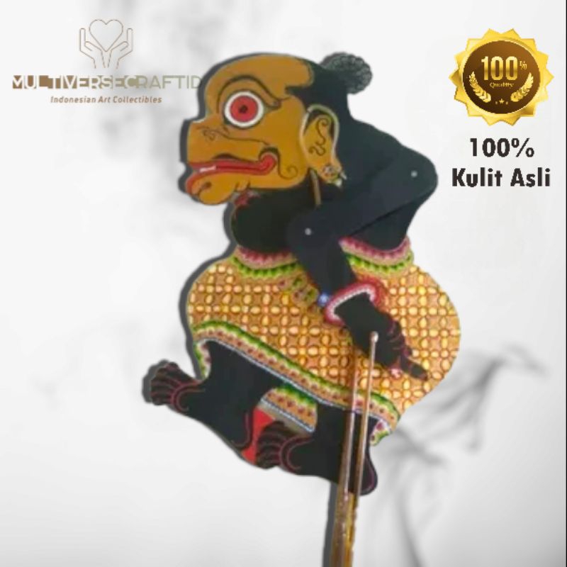 Jual Wayang Alusan Kulit Sapi ASLI Gareng Hitam Gapit Sungu Alusan