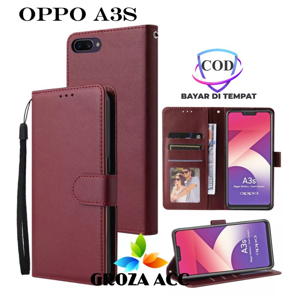 Jual Flip Case OPPO A3S Case Wallet Kulit Casing Dompet Case Wallet