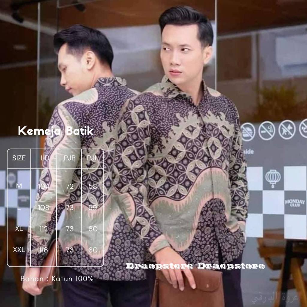 Jual Baju Kemeja Batik Pria Dewasa Murah Lengan Panjang Modern