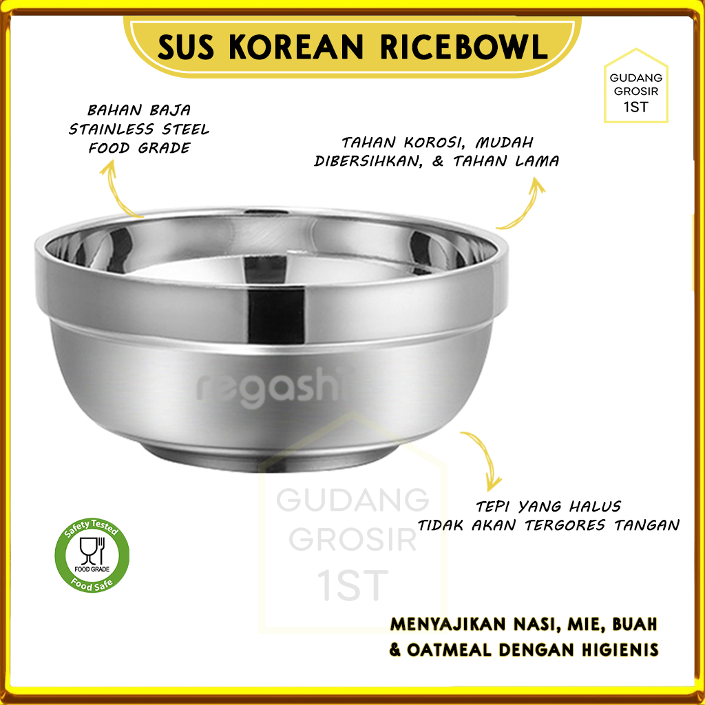 Jual Mangkok Nasi Stainless Mangkok Nasi Anti Panas SUS Korean Rice