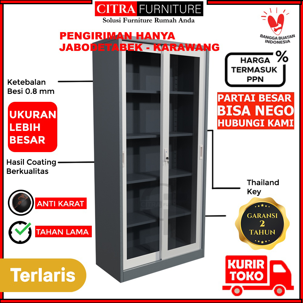 Jual Citra Furniture Shumo Lemari Arsip Besi Pintu Sliding Kaca