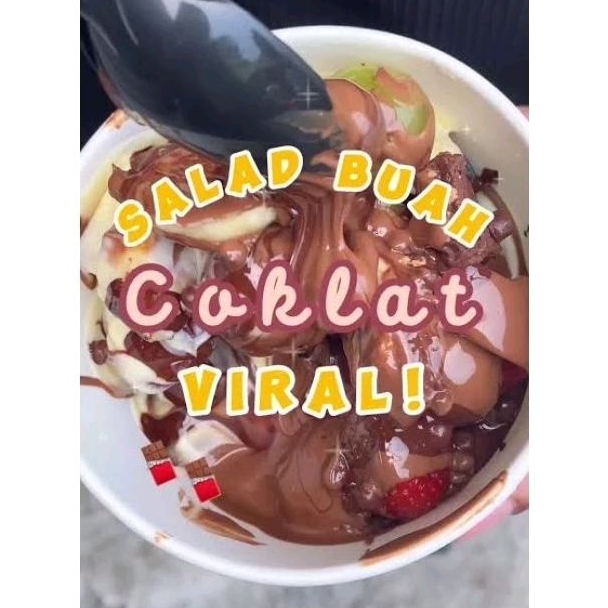 Jual Salad Buah Siram Coklat Premium Viral Coklat Callebaut Nutella