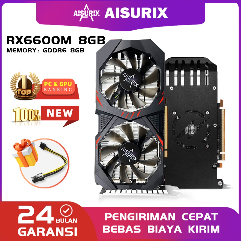 Jual AISURIX AMD Radeon RX 6600M 8GB VGA Card 128BIT 2048SP GDDR6 New