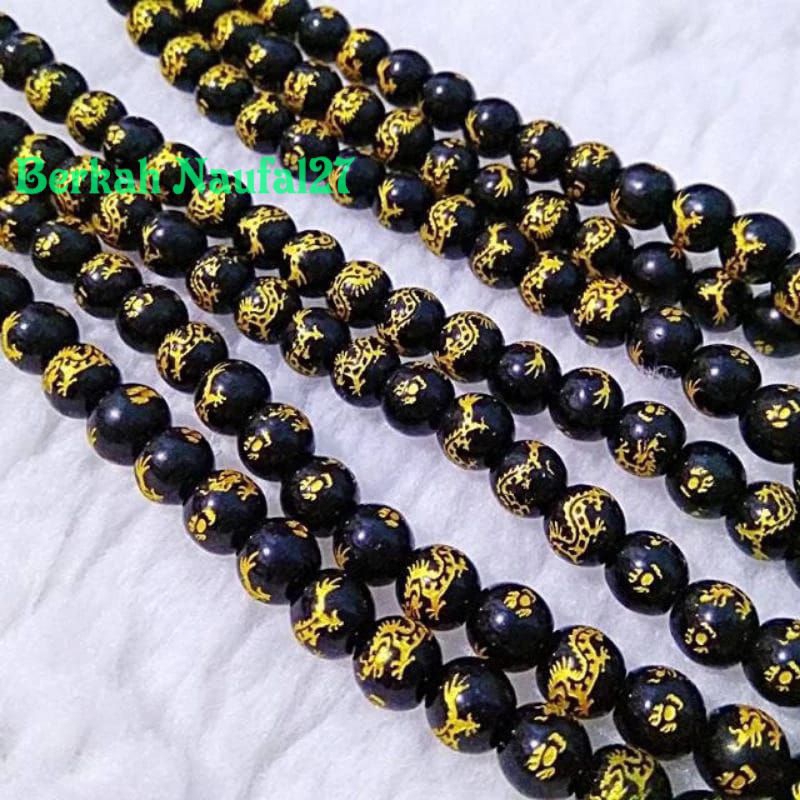 Jual Manik Batu Tibet Motif Naga Mas Bahan Membuat Kalung Dan Gelang