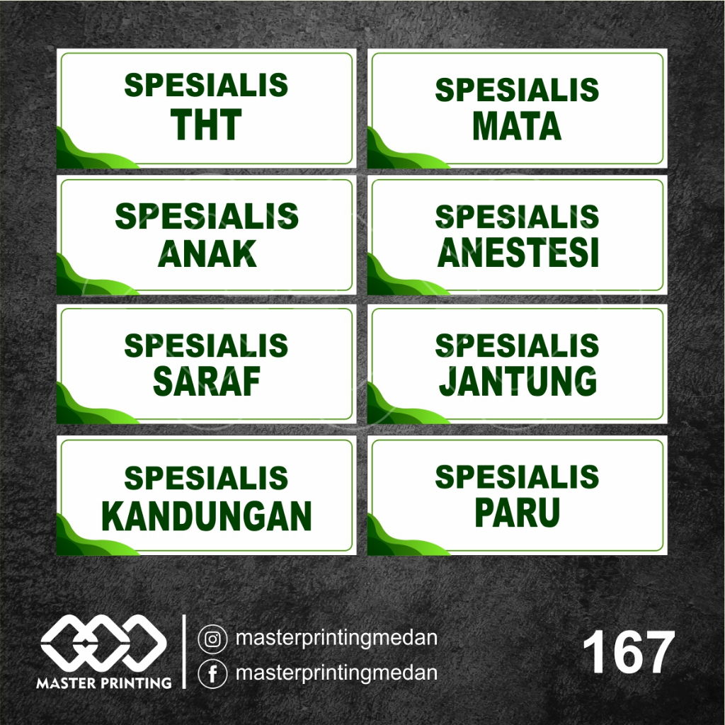 Jual 167 Stiker Untuk Nama Ruangan Spesialis Di Rumah Sakit Dan