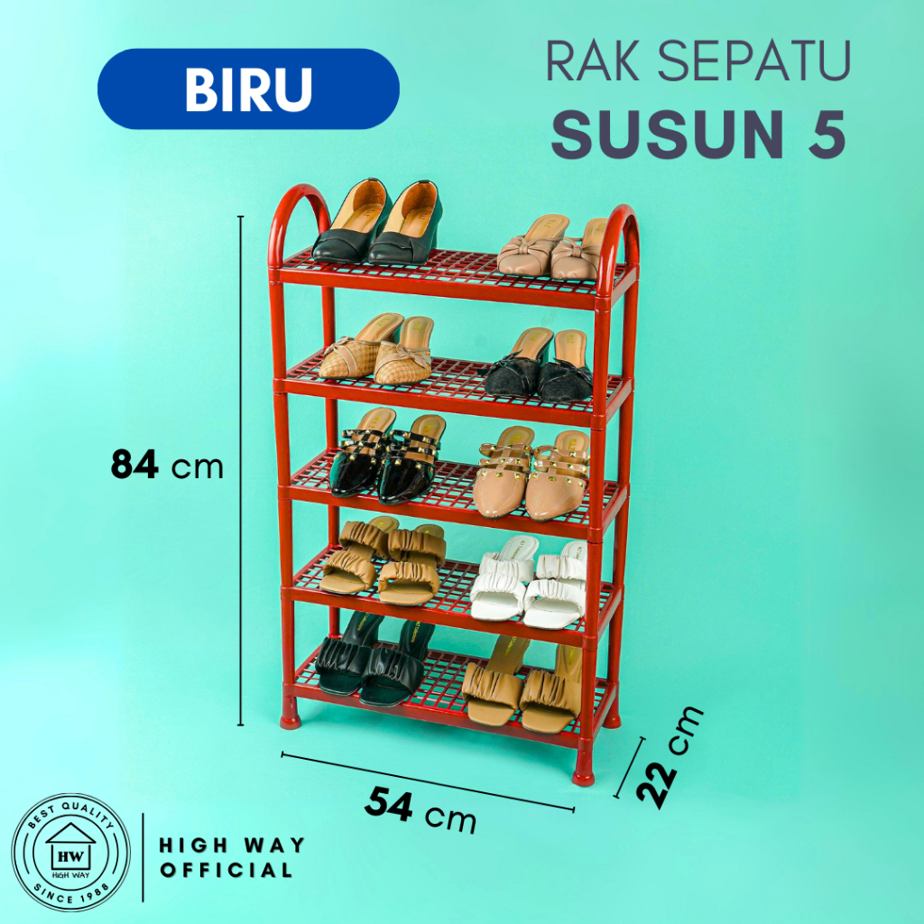 Jual HIGH WAY Rak Sepatu Susun 5 Plastik Tempat Penyimpanan Sendal