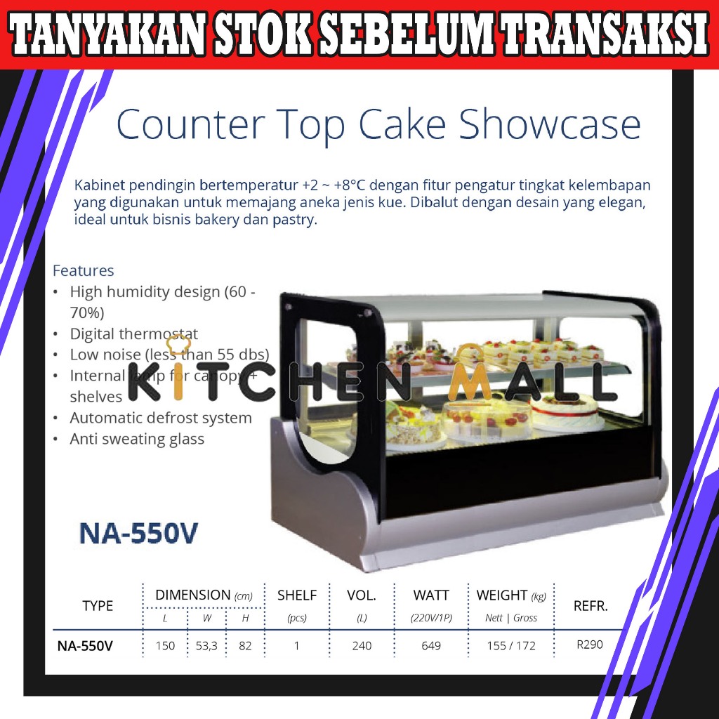 Jual GEA NA 550V Display Kue Portable Kotak Countertop Cake