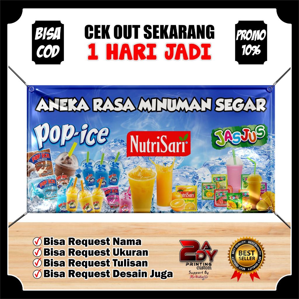 Jual Spanduk Pop Ice Banner Pop Ice Aneka Minuman Segar Spanduk Pop Ice