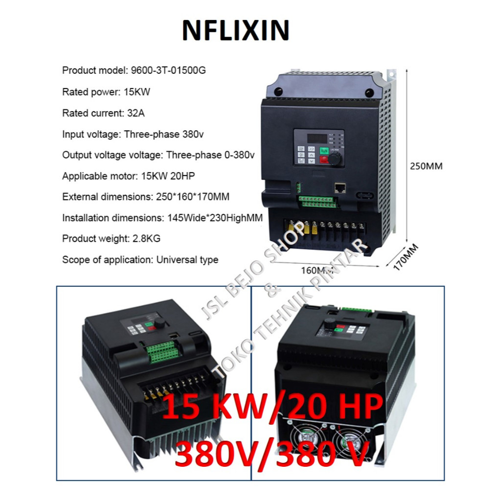 Jual VFD Inverter NFIXIN 15 KW 45 KW 3 Phase 380 V Shopee Indonesia