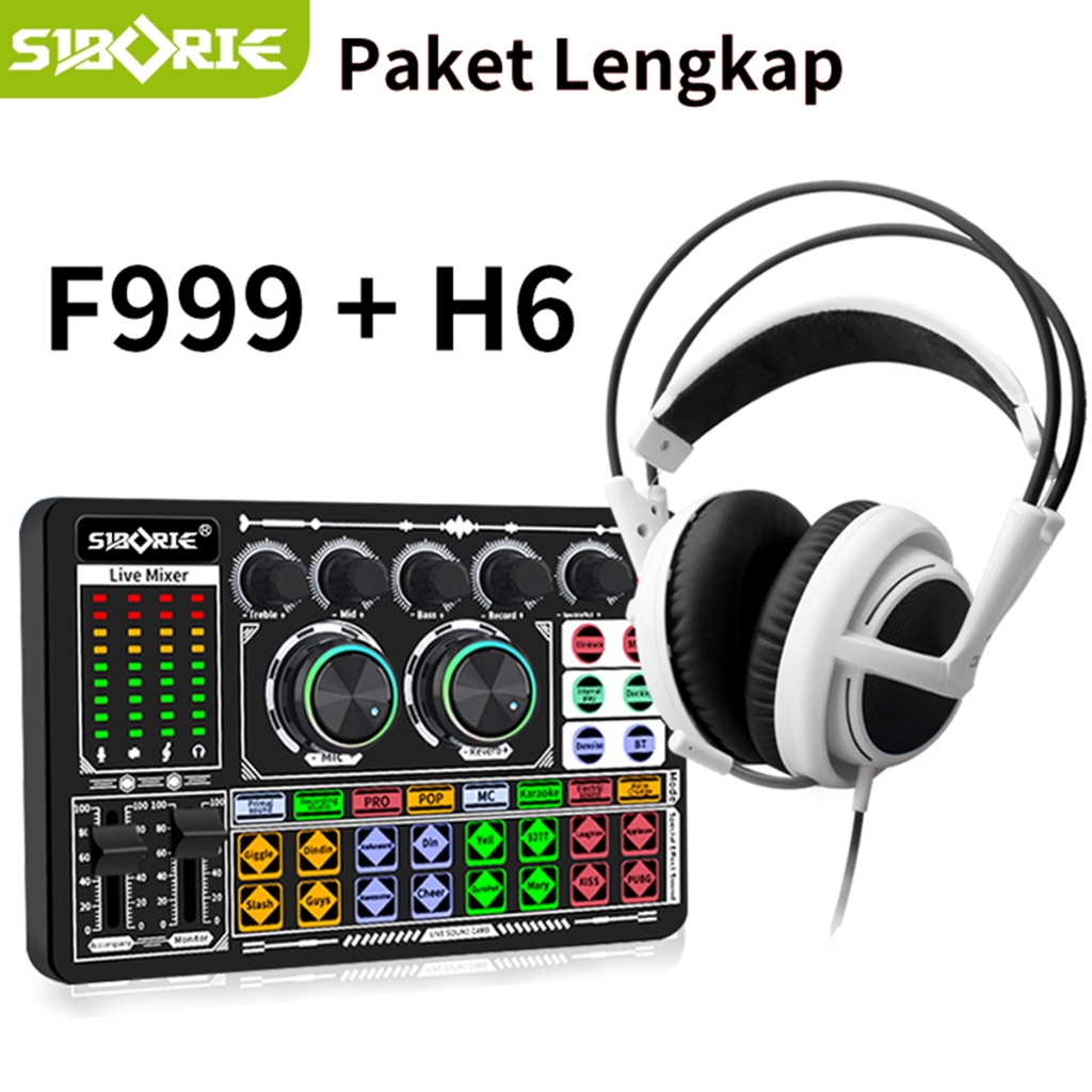 Jual Siborie F Soundcard H White Headphone With Mic Paket Lengkap