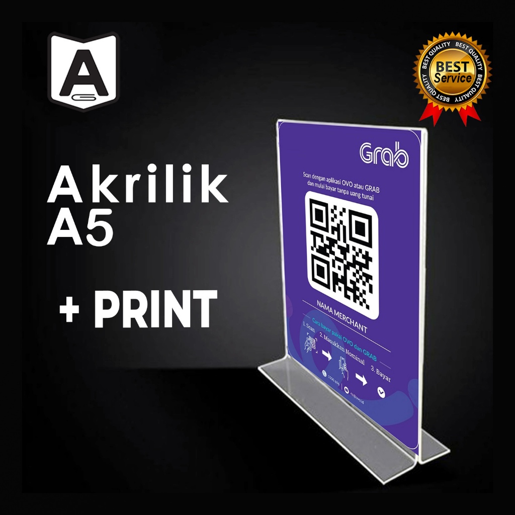 Jual Tempat Stand Akrilik Display A5 FREE Print QR Scan EXPRESS