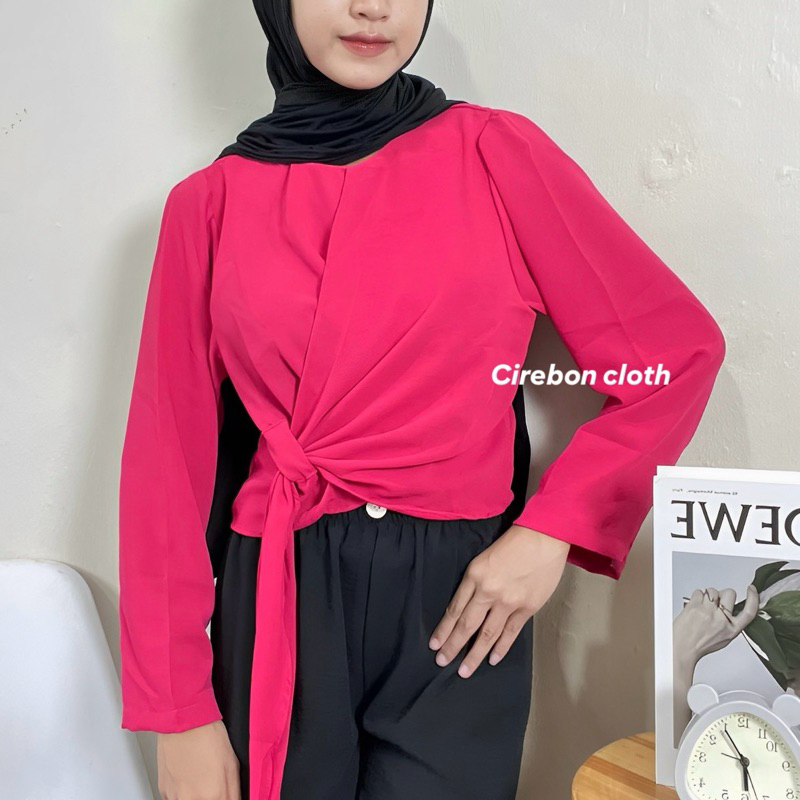 Jual Cirebon Cloth Rhea Wrap Top Blouse Tali Crinkle Airflow