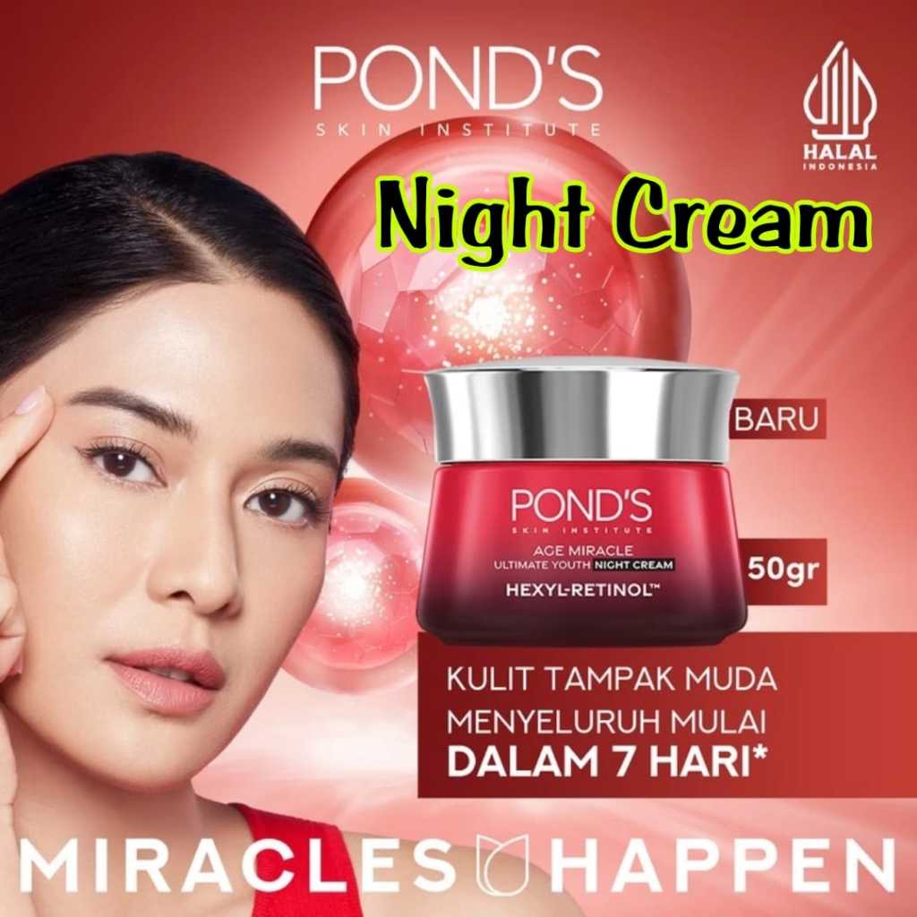 Jual Night Cream PONDS Age Miracle 50gr Moisturizer Anti Aging Glowing