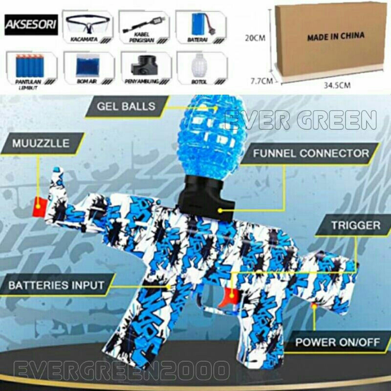 Jual Auto Water Gel Blaster Nerf WGB 2in1 Pistol Mainan Watergel