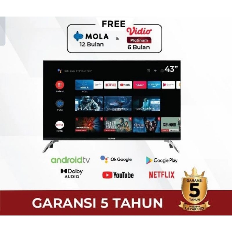 Jual LED TV 43 INCH POLYTRON Android Google Tv 4K 43UG5959 UHD GTV