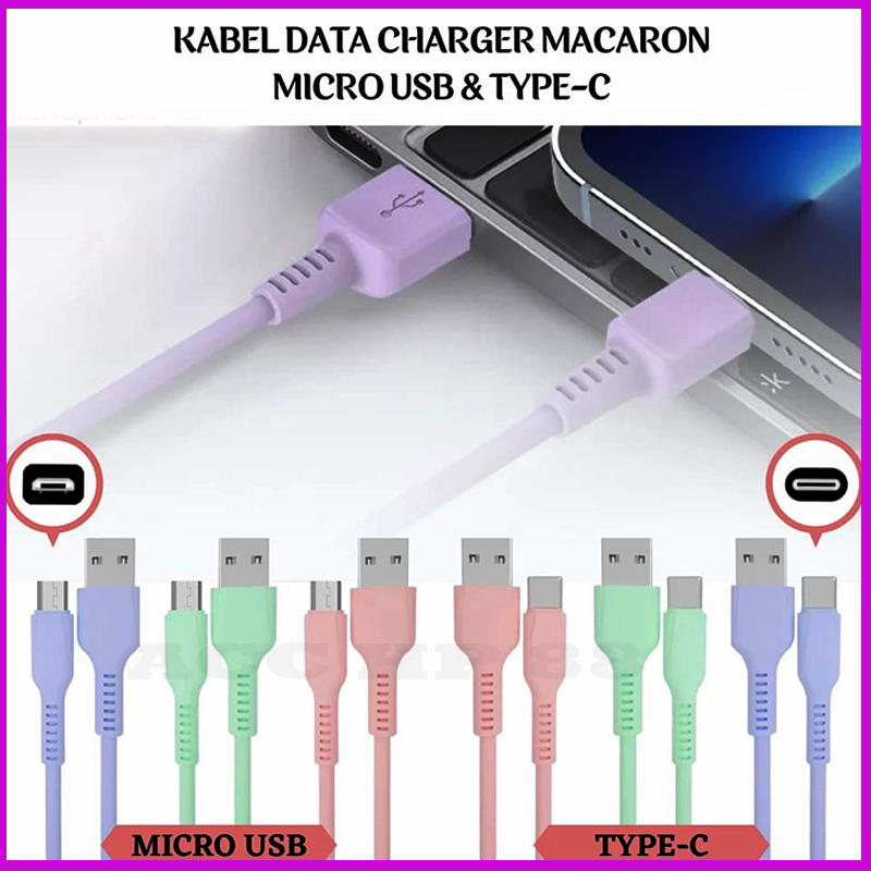 Jual Acchp Kabel Data Macaron MICRO USB V8 Type C Full Colour Fast