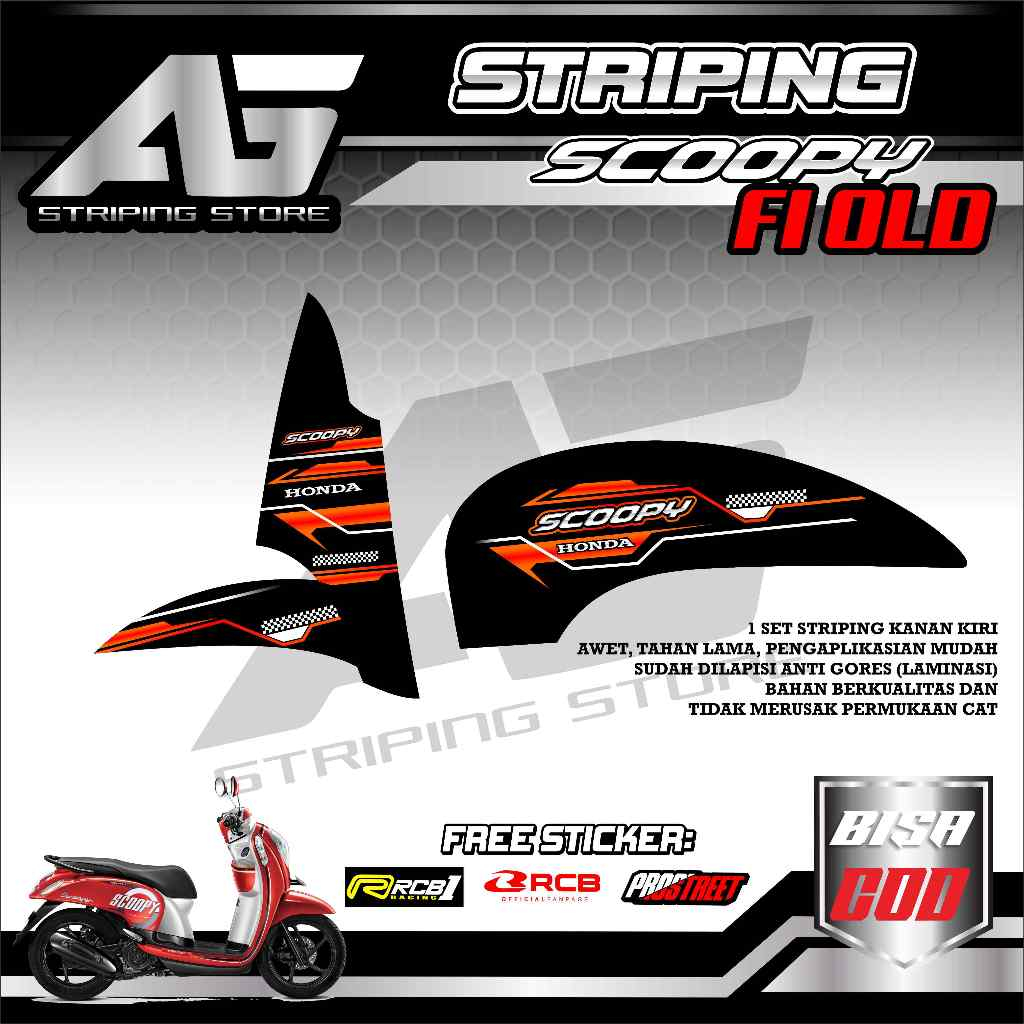 Jual Stiker Striping Scoopy Fi Old Motif Garis Racing Api Hootwels