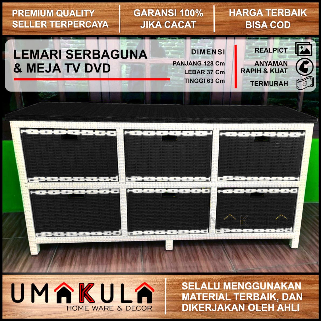 Jual Lemari Rotan Sintetis Laci Meja Tempat Tv Dan Dvd Rak Bufet